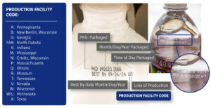 production facility code chart